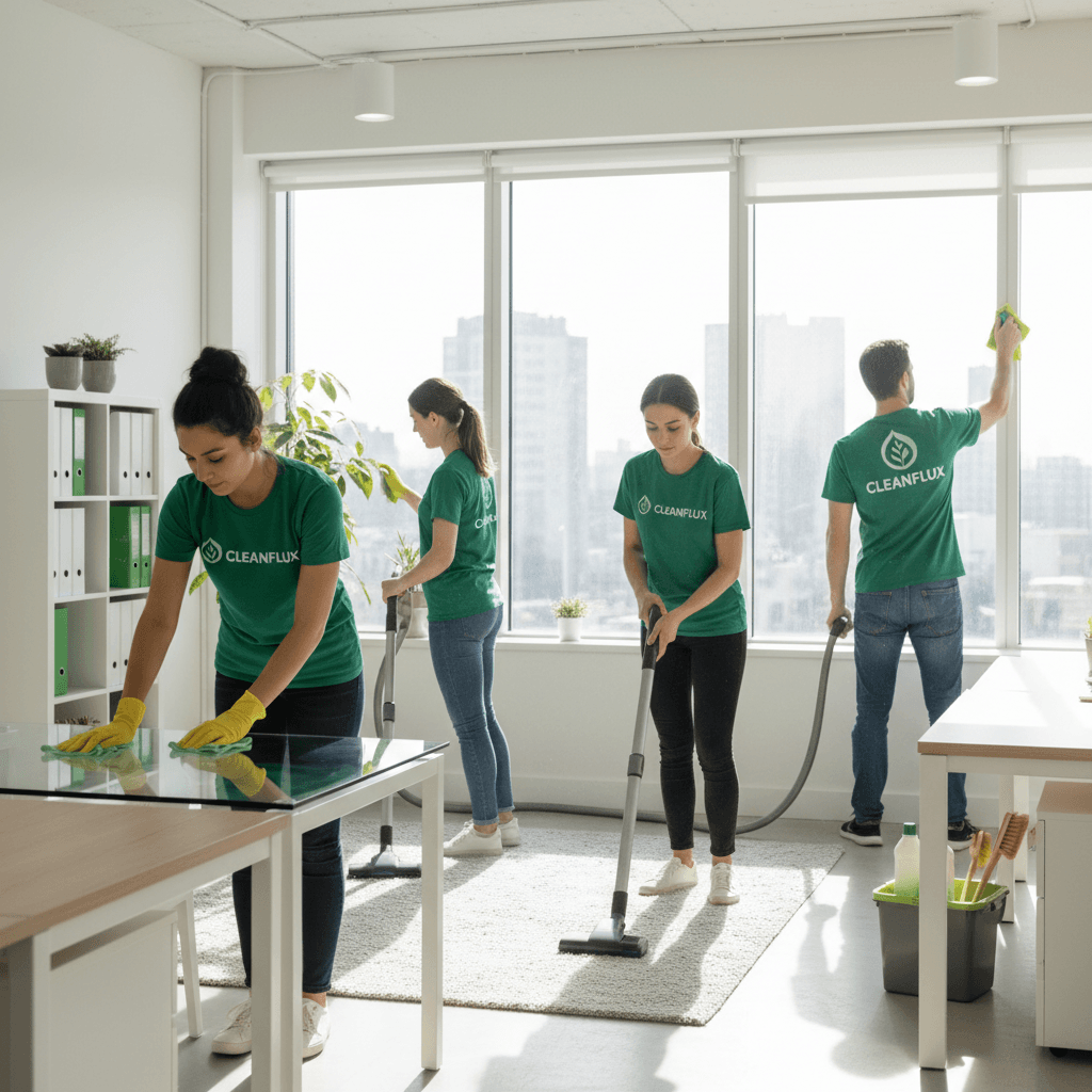 cleanFlux professional cleaning company logo with green accent