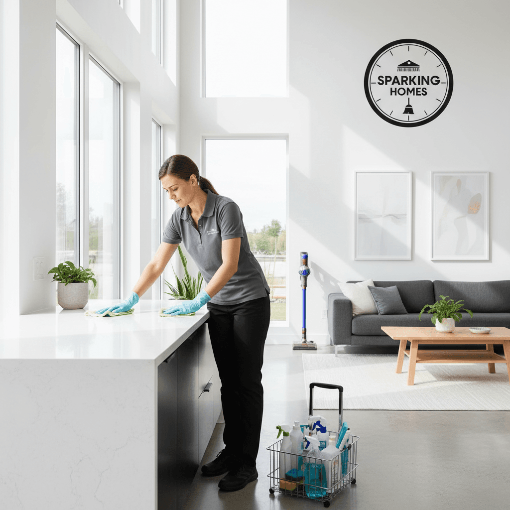 Professional cleaner in modern home