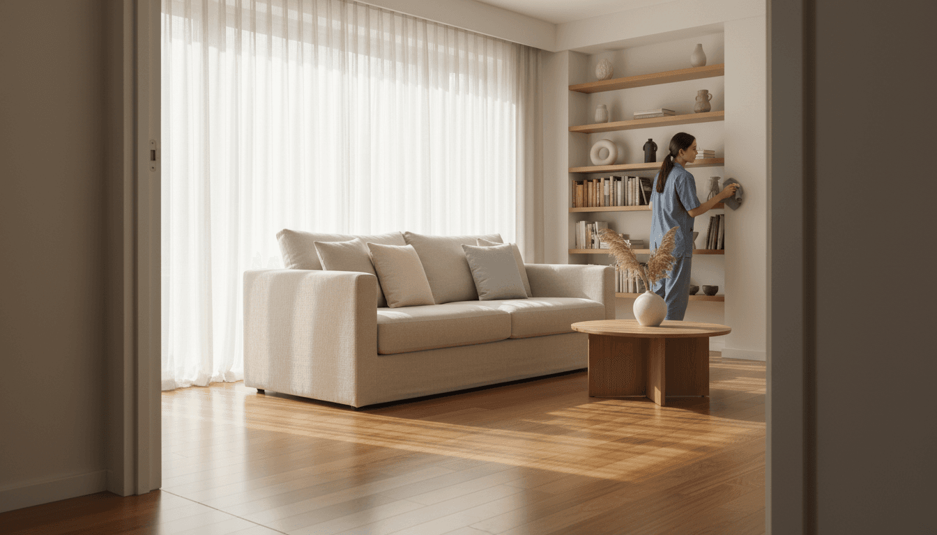 Spotless living room after professional cleaning